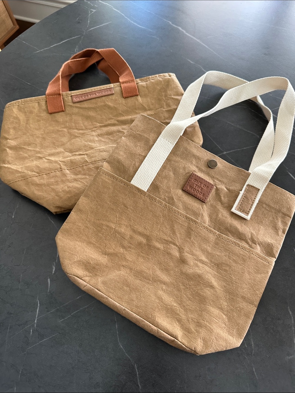 2 Tan Canvas Tote Bags